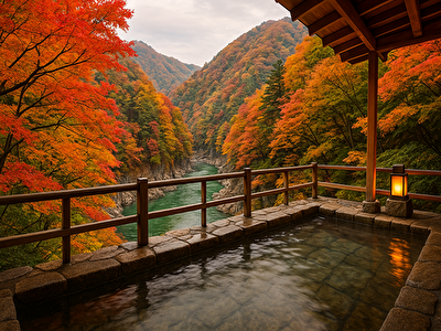 鬼怒川温泉 露天風呂 渓谷ビューカップル旅行にも◎ 鬼怒川温泉の渓谷ビュー露天風呂で極上の癒し体験を