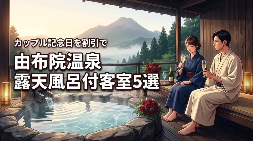 由布院温泉の露天風呂付き客室があるカップル記念日向け宿5選！クーポンで実質割引に
